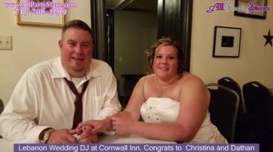 Lebanon Wedding DJ, Cornwall Inn, Lebanon PA, Congrats  Christina And Dathan