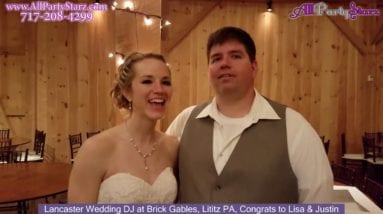 Lititz Wedding DJ, Brick Gables, Lititz PA Wedding, Congrats Lisa & Justin